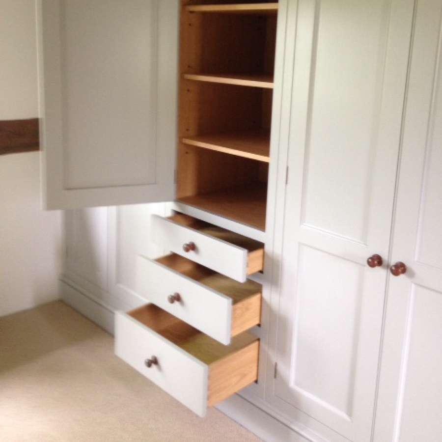 Hand Painted Fitted Wardrobe - Doors and Drawers Open